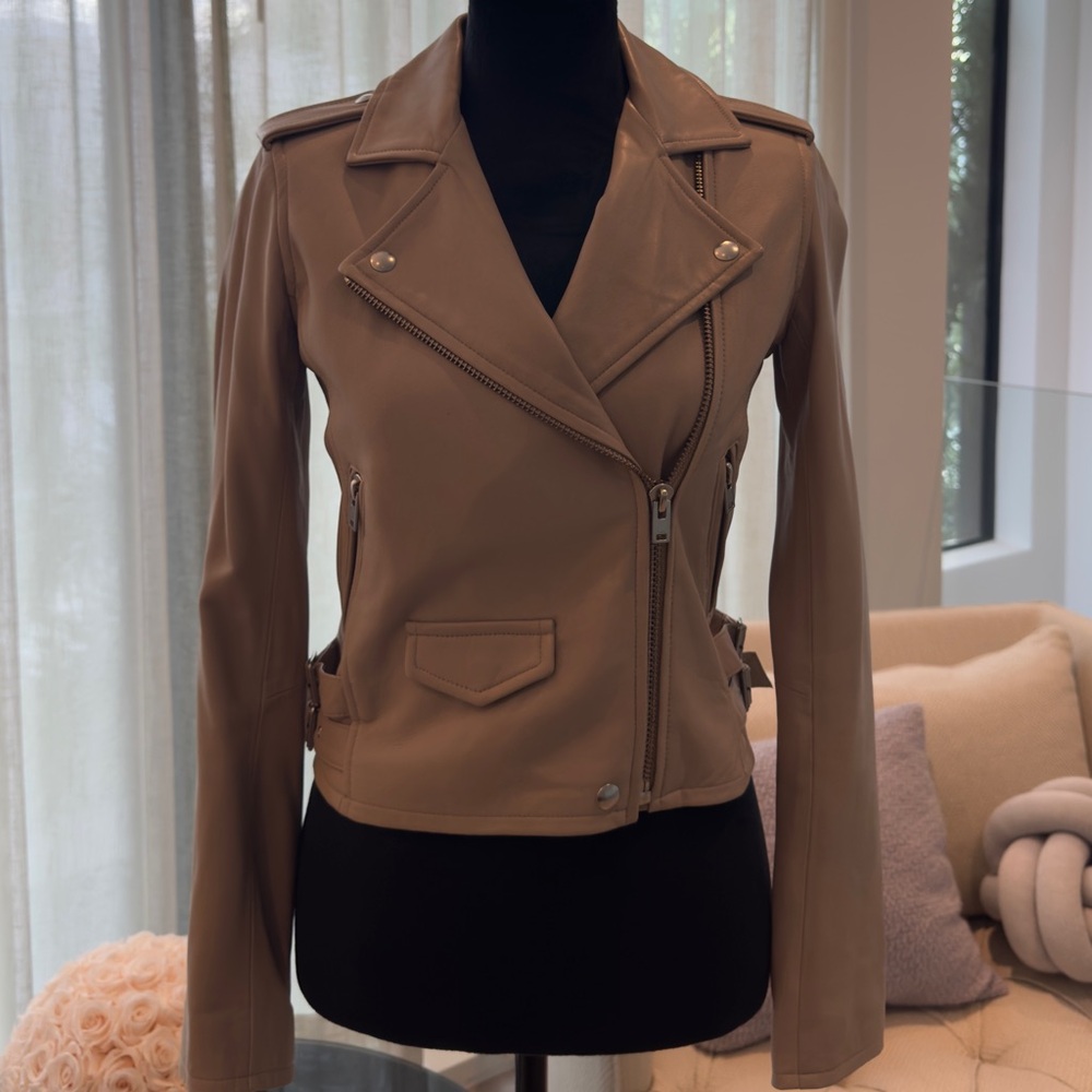 Iro butter soft leather jacket. Motorcycle style in tan.